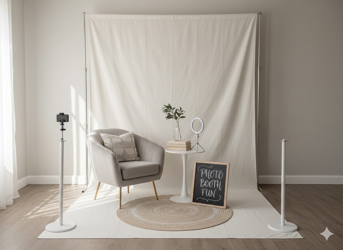 Minipaket fotozon med enkel bakgrund